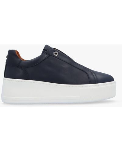 Moda In Pelle Auben Navy Leather Flatform Sneakers - Blue