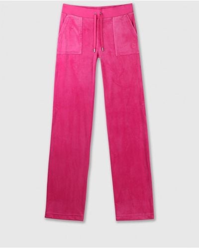 Juicy Couture Del Ray Raspberry Rose Velour Pocketed Lounge Pants - Pink