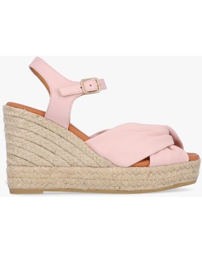 Daniel Kimberly Pink Leather Knotted Wedge Espadrille Sandals