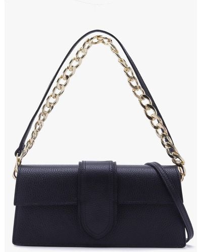 Daniel Lara Black Leather Chain Strap Bag - Blue