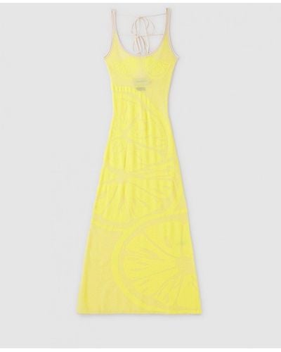 House Of Sunny Womens Lemons On A Plate Hockney Dress In Limoncello - Yellow