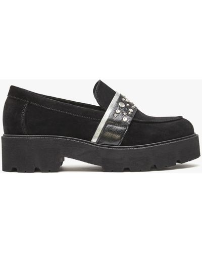 Daniel Tia Black Suede Embellished Chunky Loafers