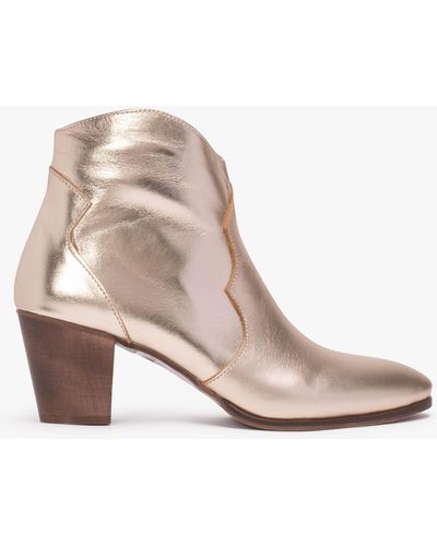 Daniel Barara Gold Leather Western Ankle Boots - Natural