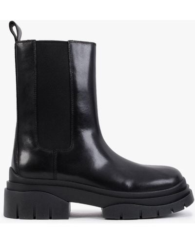 Ash Storm Black Leather Tall Chelsea Boots