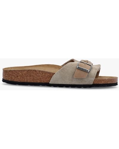 Birkenstock Oita Braided Taupe Suede Leather Mules - White