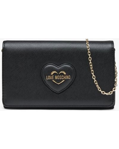 Love Moschino Flapover Black Chain Strap Shoulder Bag