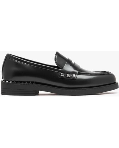 Ash Whisper Studs Black Leather Loafers