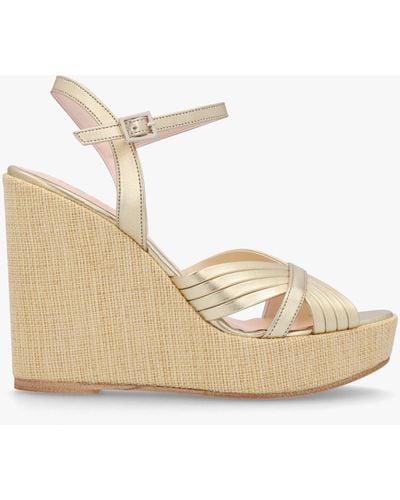 Daniel Wejavery Gold Leather Wedge Sandals - Natural