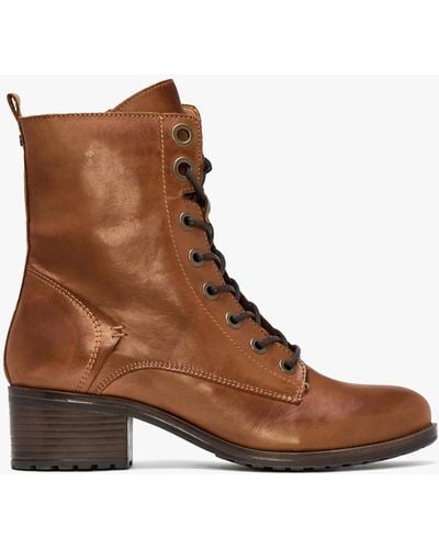 Moda In Pelle Bezzie Tan Leather Block Heel Ankle Boots - Brown