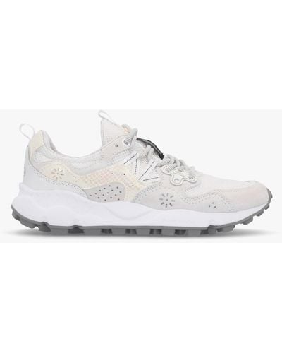 Flower Mountain Women's Yamano 3 White Suede & Technical Fabric Sneakers
