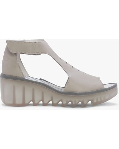 Fly London Bezo Cloud Leather Wedge Sandals - Grey