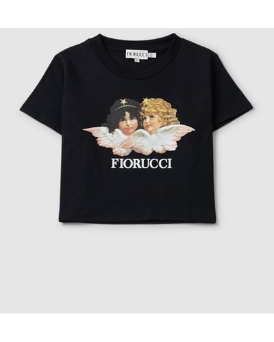 Fiorucci Fc Vintage Angels Cropped T-shirt - Black