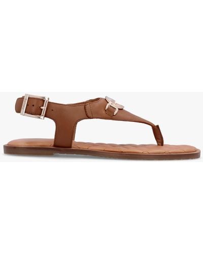 Barbour Vivienne Cognac Leather Toe Post Sandals - Brown