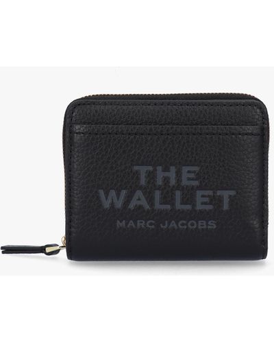 Marc Jacobs The Leather Mini Black Compact Wallet - White