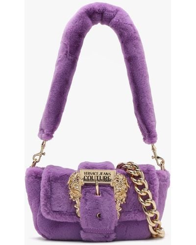Versace Purple Faux Fur Shoulder Bag