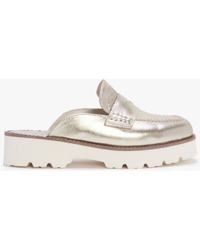 Daniel Beloba Gold Leather Backless Loafers - White
