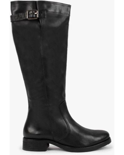 Manas Black Leather Knee High Boots