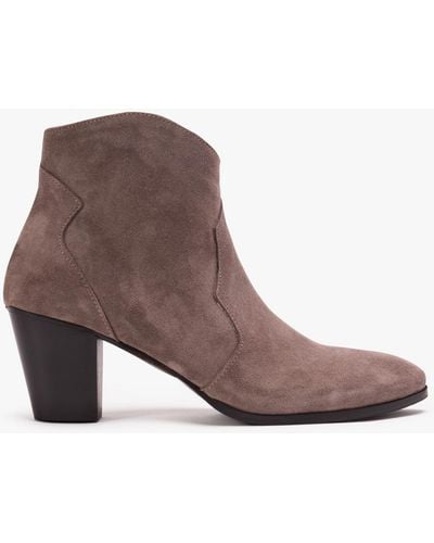 Daniel Barara Taupe Suede Western Ankle Boots - Brown