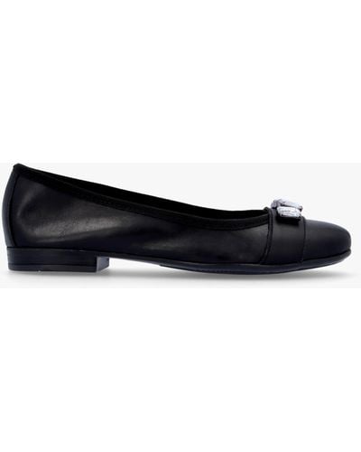 Daniel Linky Black Leather Embellished Ballet Court Shoes
