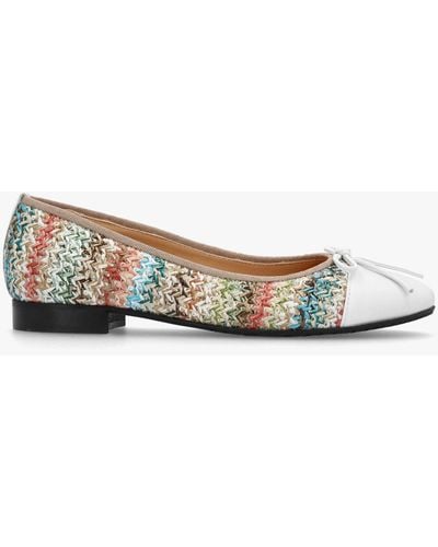 DONNA LEI Kerry Multicoloured Woven Ballet Court Shoes - White