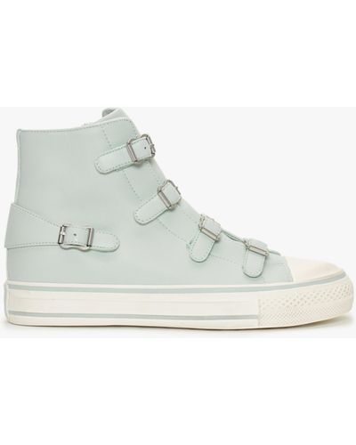 Ash Virgin Misty Blue Leather Buckled High Top Sneakers - Multicolour