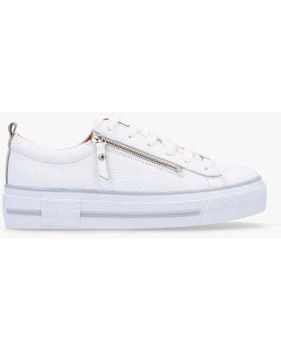 Moda In Pelle Filician White Leather Side Zip Sneakers