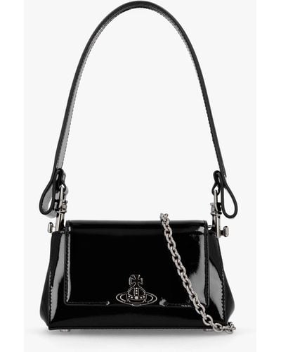 Vivienne Westwood Small Hazel Black Recycled Pu Shoulder Bag - White