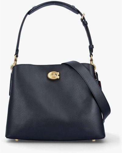 COACH Willow Black Leather Shoulder Bag - Blue