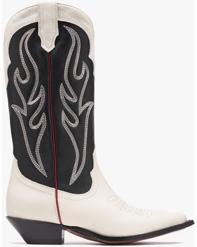 Sonora Boots Santa Fe Black & White Leather Western Calf Boots