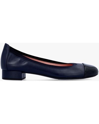Pretty Ballerinas Gretschen Navy Leather Patent Toe Cap Ballerina Court Shoes - Blue