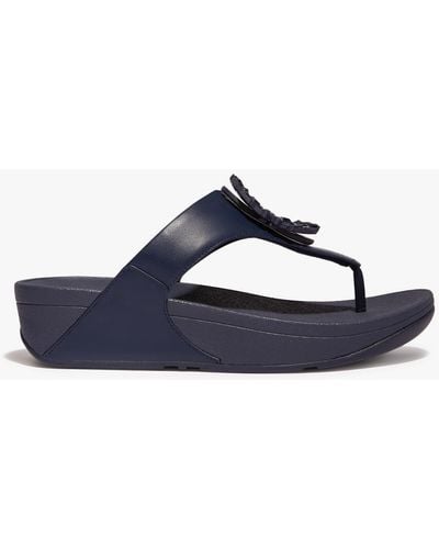 Fitflop Lulu Crystal Circlet Leather Toe Post Sandals - Blue
