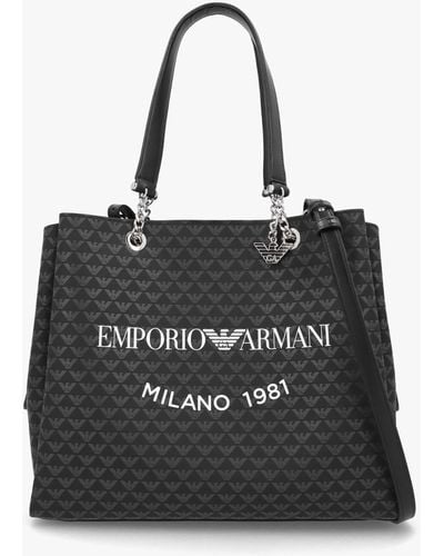 Emporio Armani Large Eagle Logo Black White Tote Bag