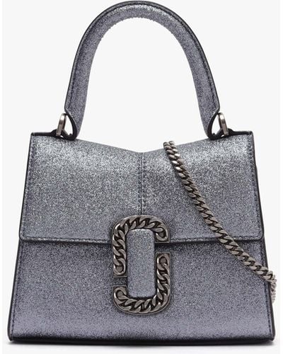 Marc Jacobs The Galactic Glitter St. Marc Mini Top Handle Silver Leather Bag - Grey