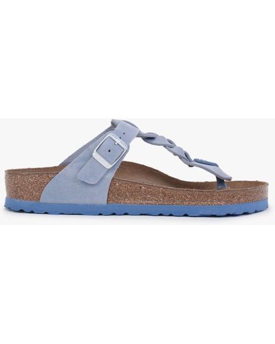 Birkenstock Gizeh Braided Dusty Blue Waxy Leather Toe Post Sandals