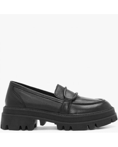 Daniel Vover Black Leather Chunky Loafers