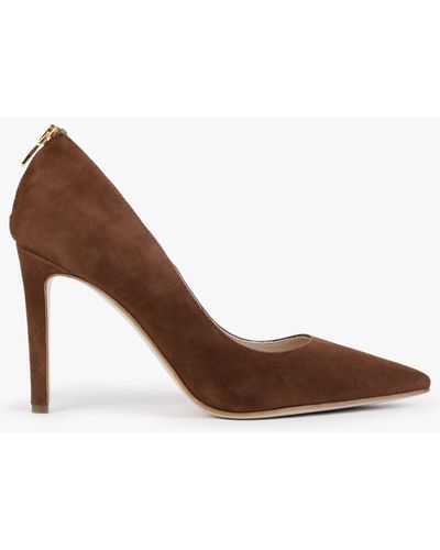 Daniel Nippy Tan Suede Leather Court Shoes - Brown