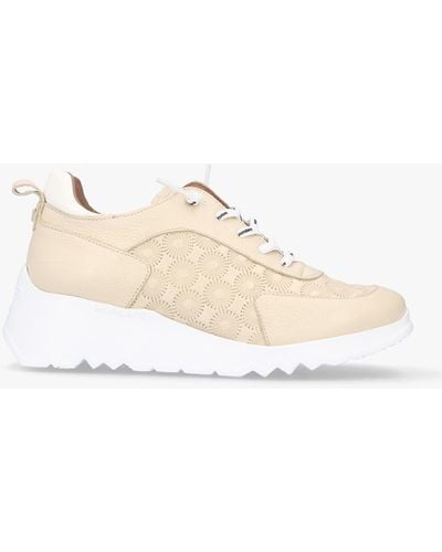 Wonders Eleven Cream Leather Wedge Sneakers - White