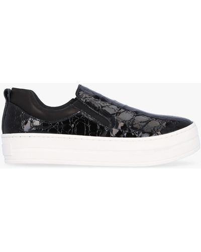 Daniel Taker Black Patent Leather Moc Croc Sneakers - White