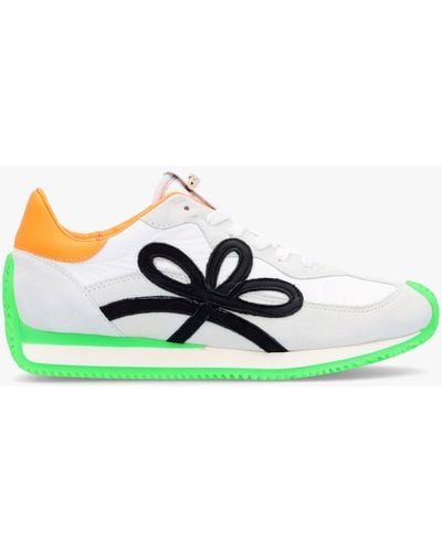 Daniel Movie Green & Orange Suede Runner Sneakers - White