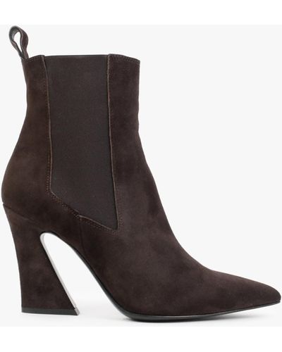 Daniel Nelsea Brown Suede Shaped Heel Ankle Boots