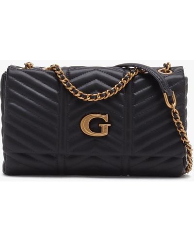 Guess Lovide Black Chevron Quilted Cross-body Bag