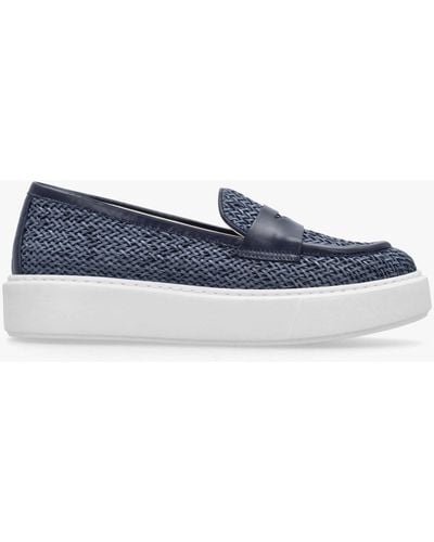 DONNA LEI Carly Blue Woven Leather Chunky Loafers