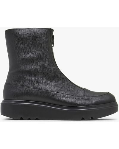 Wonders Black Leather Ankle Boots