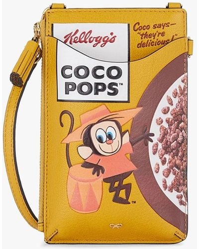 Anya Hindmarch Anya Brands Coco Pops Mustard Leather Zip Phone Pouch On A Strap - Multicolour