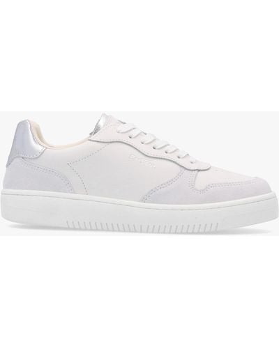 Barbour Celeste White Silver Leather Sneakers