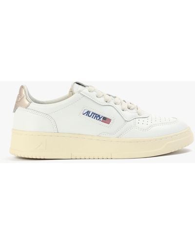 Autry Medalist Low White & Gold Leather Sneakers