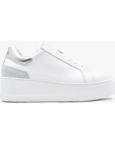 Daniel Sibley White Leather Silver Flash Flatform Trainers