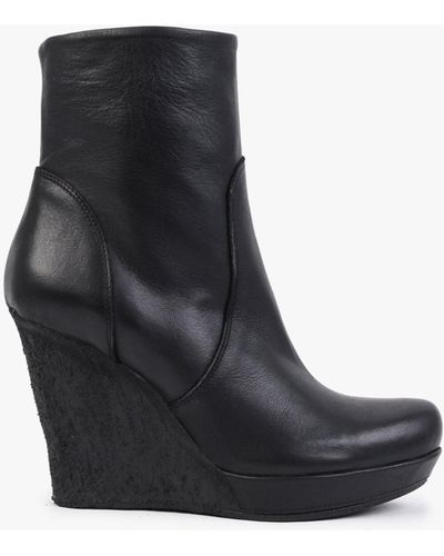 Daniel Wisest Black Leather Wedge Ankle Boots