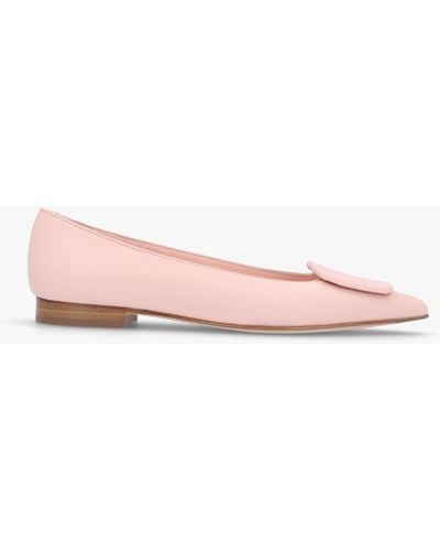 Daniel Nala Pink Leather Pointed Toe Flat Court Shoes