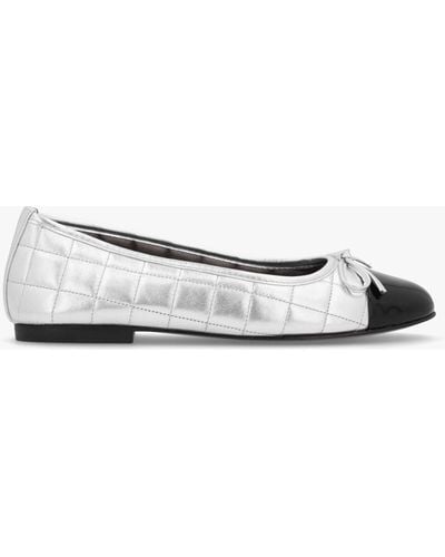 Kennel & Schmenger Joy Silver Leather Quilted Ballet Court Shoes - White